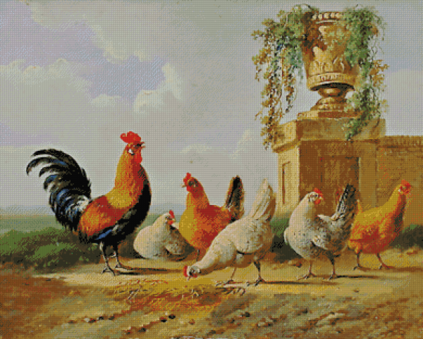 A Rooster With Hens And Chicks | Albertus Verhoesen Online now