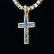 Blue Baguette Cross Pendant For Discount