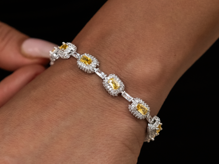 Iced Canary Cushion Cut Bracelet Sale