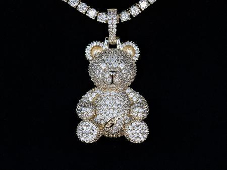 Iced Bear Pendant in Yellow Gold For Discount