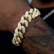 Diamond Cuban Link Bracelet in Yellow Gold- 19mm on Sale