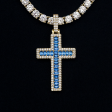 Blue Baguette Cross Pendant Supply