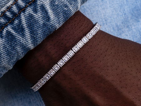 Diamond Baguette Tennis Bracelet in White Gold- 3mm Online