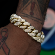 Diamond Cuban Link Bracelet in Yellow Gold- 19mm on Sale