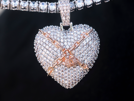 Diamond Chained Heart Pendant For Sale