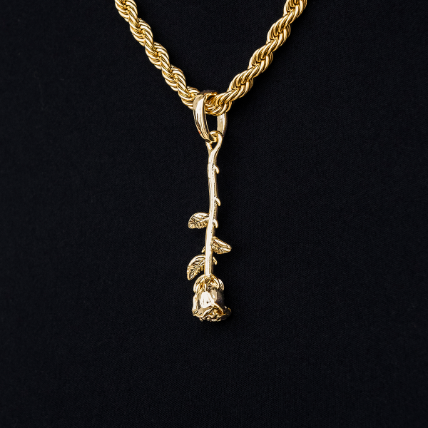 Hanging Rose Pendant in Yellow Gold on Sale