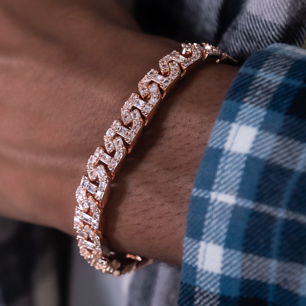 Baguette Chain Link Bracelet in Rose Gold Fashion