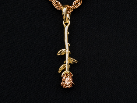 Hanging Rose Pendant in Rose Gold For Sale