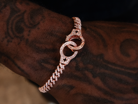 Iced Handcuff Diamond Prong Cuban Bracelet in Rose Gold Online