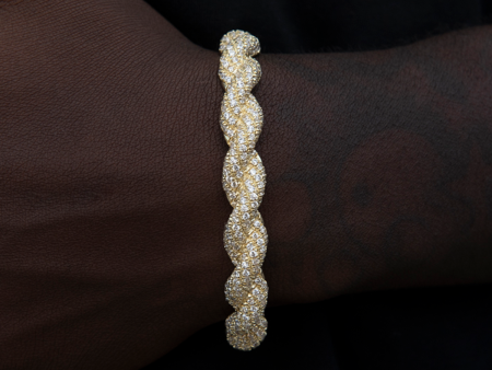 Diamond Rope Cuff Bracelet in Yellow Gold- 10mm Online Hot Sale