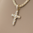 Diamond Pave Reptile Cross Pendant in Yellow Gold For Discount