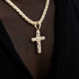 Diamond Pave Reptile Cross Pendant in Yellow Gold For Sale