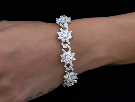 Diamond Infinity Flower Bracelet For Sale