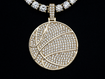 Pave Basketball Pendant in Yellow Gold Hot on Sale