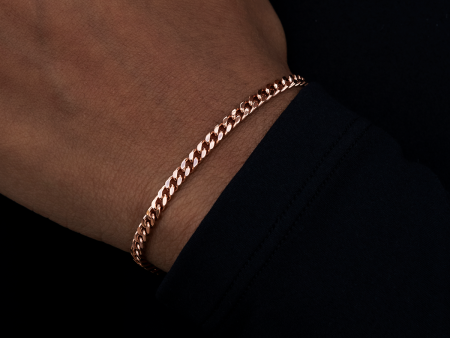 Micro Cuban Bracelet in Rose Gold- 3mm For Discount