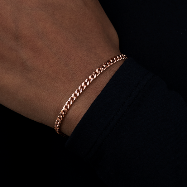 Micro Cuban Bracelet in Rose Gold- 3mm For Discount