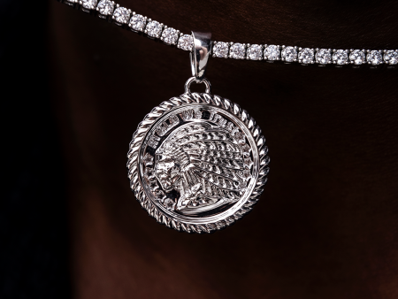 GLD Chief Coin Pendant in White Gold For Cheap