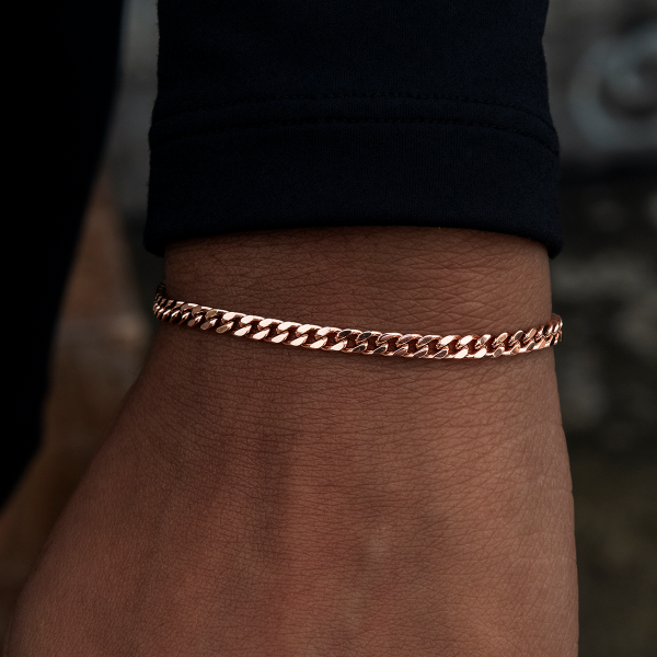 Micro Cuban Bracelet in Rose Gold- 3mm For Discount