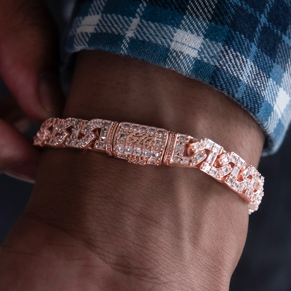 Baguette Chain Link Bracelet in Rose Gold Fashion