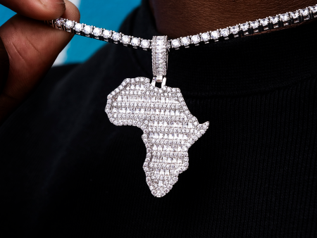 Iced Baguette Africa Pendant Online now