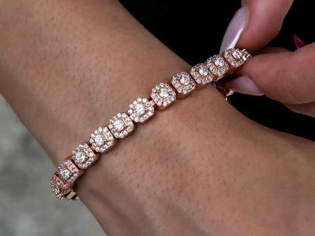 Micro Clustered Tennis Bracelet in Rose Gold For Sale