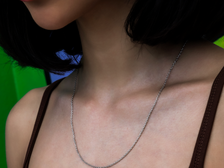 Cable Chain Necklace in White Gold Online Sale