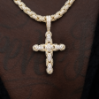 Diamond Pave Reptile Cross Pendant in Yellow Gold For Sale