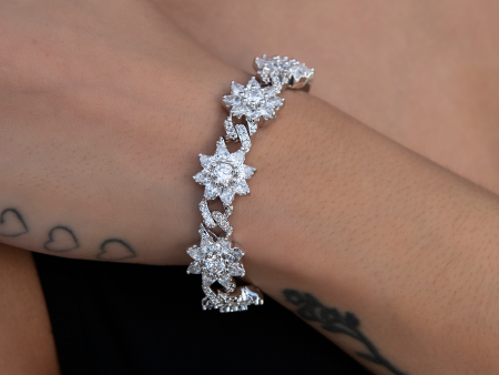 Diamond Infinity Flower Cuff Bracelet in White Gold Sale