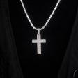 Diamond Baguette Cross Pendant in White Gold on Sale