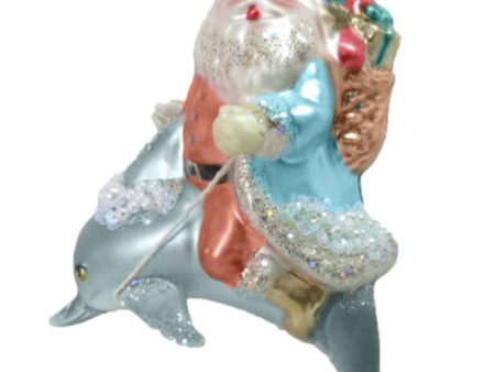 Glass Ornament - Santa on Dolphin Online now