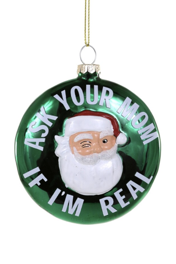 Glass Ornament - Winking Santa For Sale