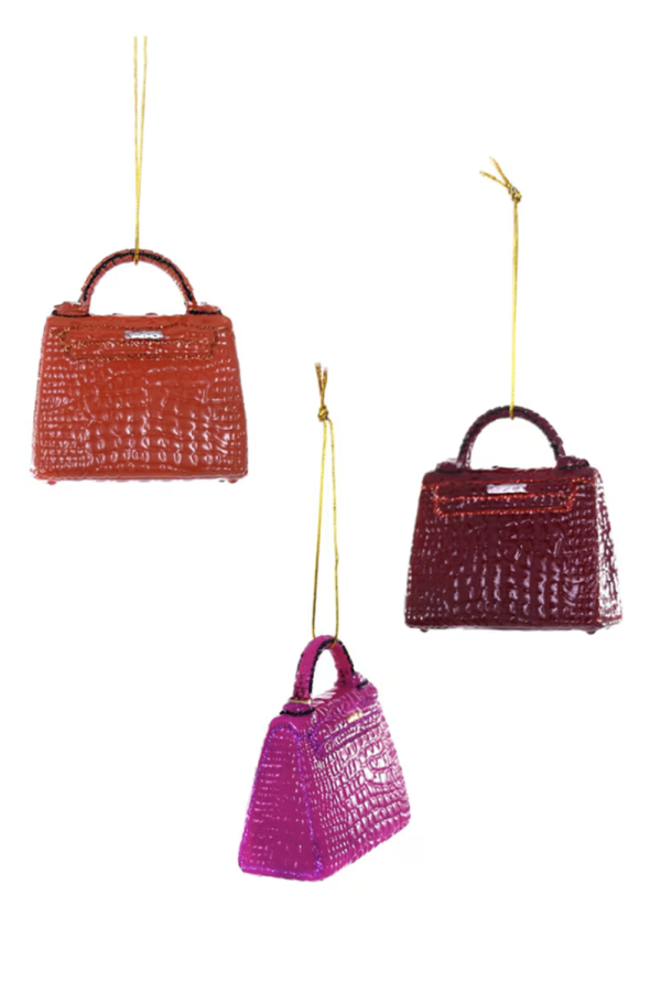 SIDEWALK SALE ITEM - Glass Ornament - Alligator Luxury Handbag Cheap