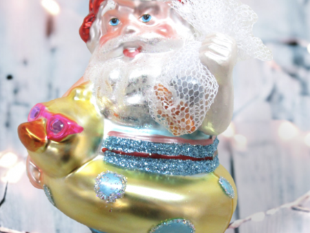 Glass Ornament - Beach Santa in Duck Float Hot on Sale