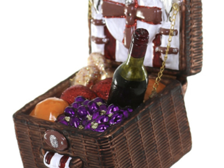 Glass Ornament - Brown Picnic Basket Cheap