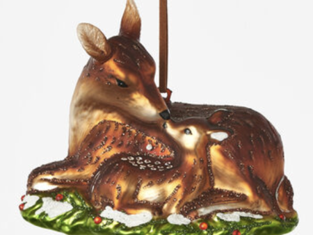 Glass Ornament - Deer with Fawn Online